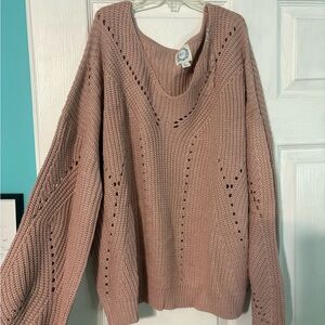 Blue Rain Women's V-Neck Sweater in Soft Pink